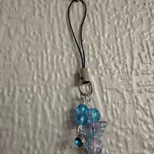 Blue and Purple Beaded Phone Charm